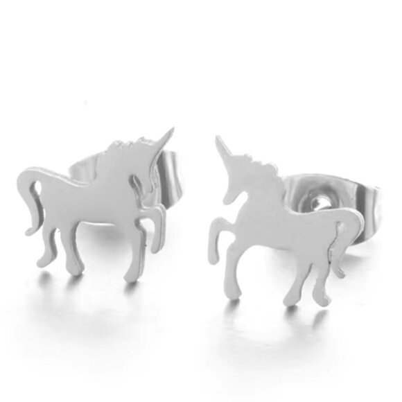 Small Unicorn Stainless Steel Stud Earrings #1205 - Picture 6 of 6